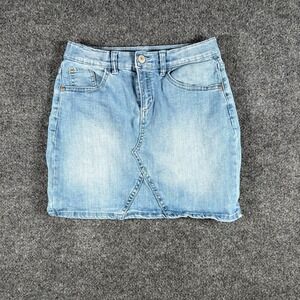 Thereabouts Mini Skirt Womens 12 Blue Denim Cotton Stretch Light Wash Outdoor